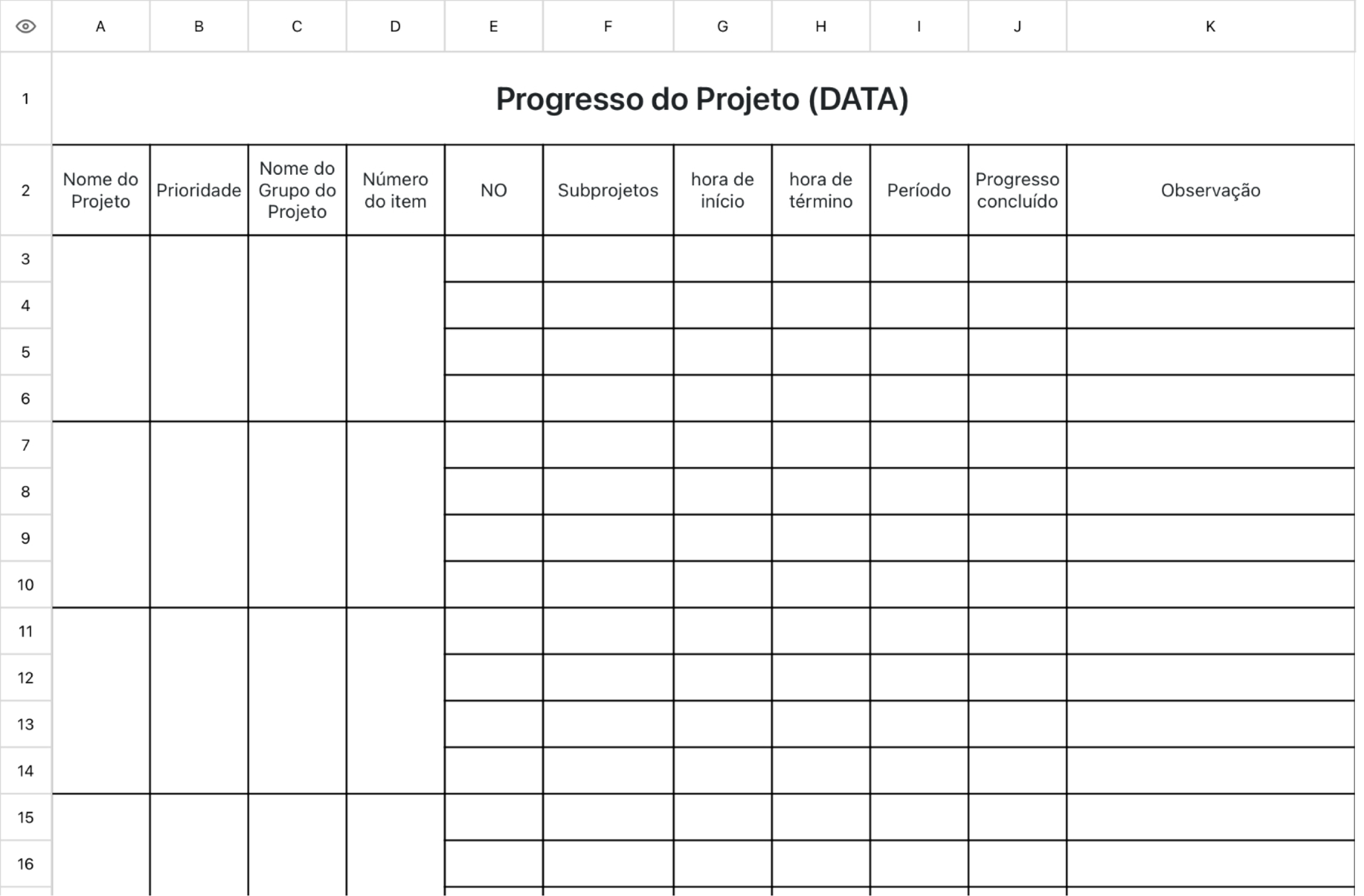 Progresso do Projeto (DATA)